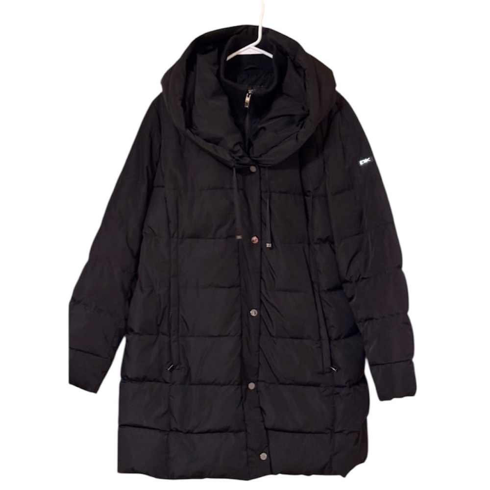 Donna Karan New York Down Puffer Coat Feather Hooded XL